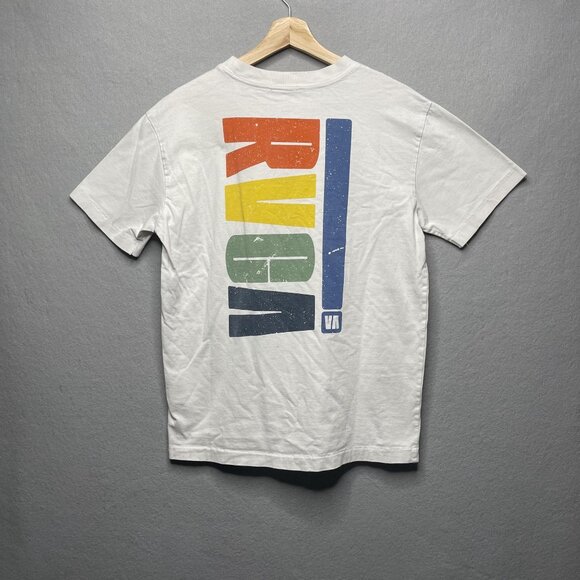 RVCA Mens Get Over It Ss Tee White Embroidered Small - Picture 5 of 7